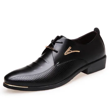 

Luxury Brand Classic Man Pointed Toe Dress Shoes Mens Pu Leather Black Wedding Shoes Male Oxford Formal Shoes Plus Size