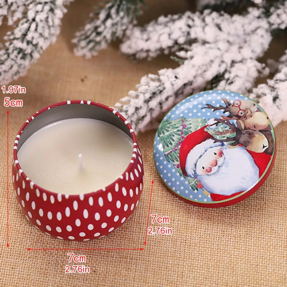 New Creative Tinplate Tint Christmas Smokeless Candle Gift Christmas Day Atmosphere Candle Christmas Decoration