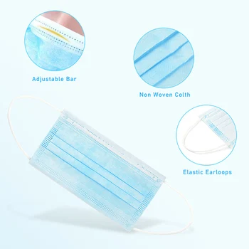 

Disposable Protective Mask 100 Pcs High Quality Disposable 200 Face Mask 3 Layer Breathable Elastic Ear Loops Safety Face Masks