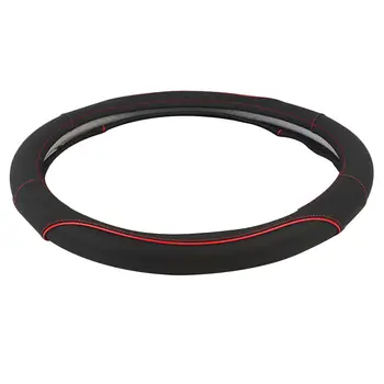 

Auto Car Steering Wheel Cover Non-slip Leather 38cm Universal Fit Black Red 1Pc