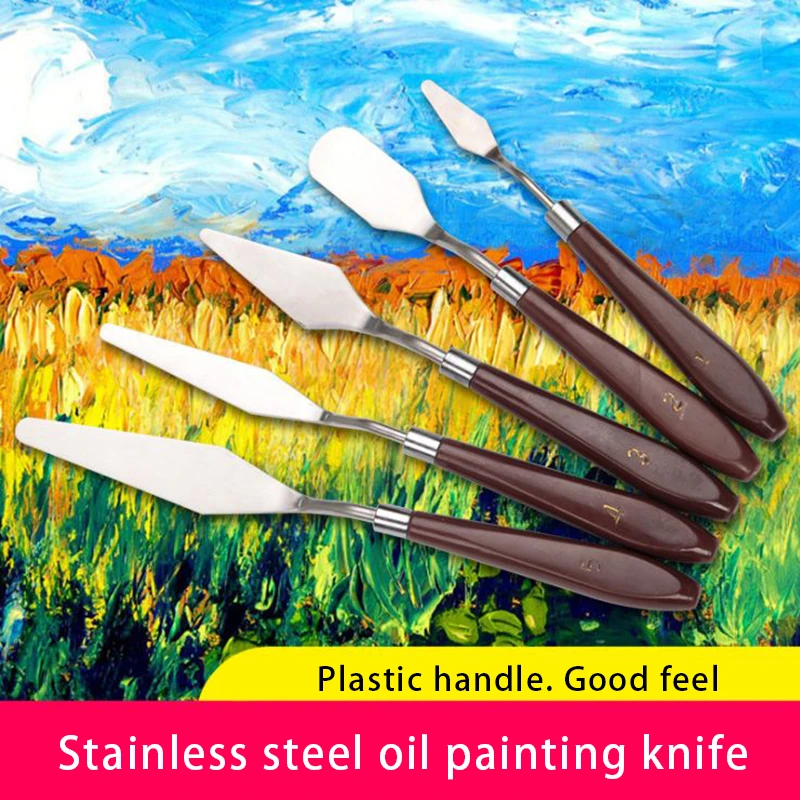 5 unids/set aceite de acero inoxidable cuchillos artesanía espátula juego de cuchillos, paleta para artista DIY pintura al óleo espátula mixta arte suministros