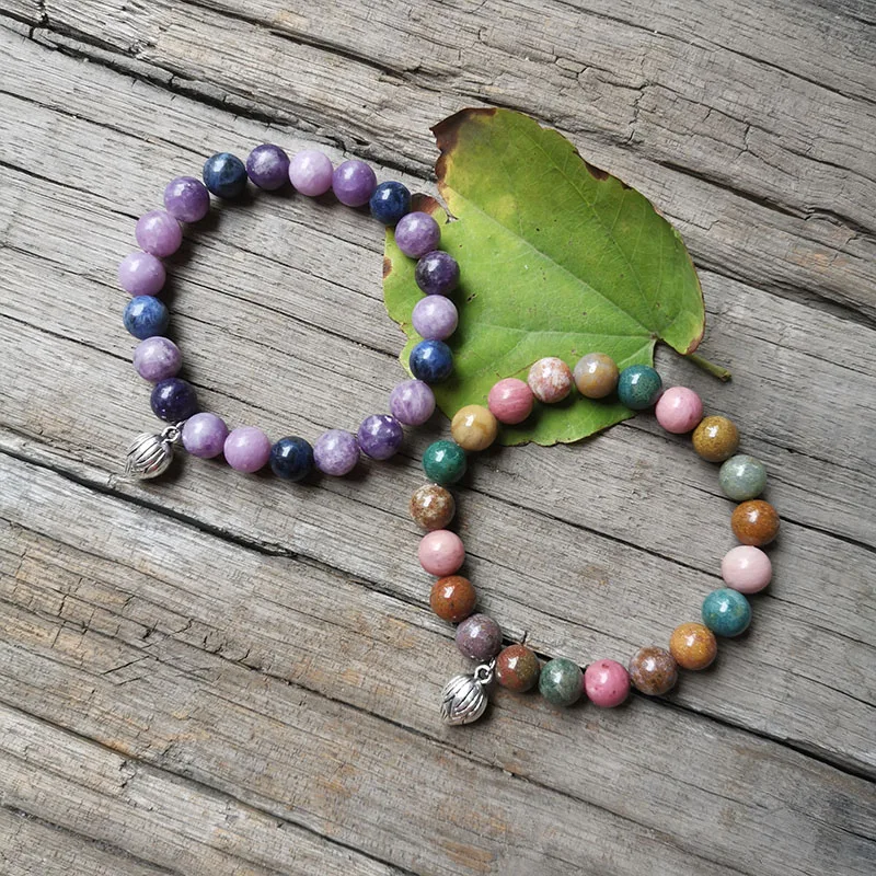 8mm Natural Ocean And Purple Star Stone Beads,Friendship Bracelet,Prayer Bracelet,Bring Sweet And Romantic Jewelry Gift For You