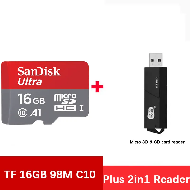 Двойной Флеш-накопитель SanDisk карты памяти Micro SD карта 16 Гб cartao de memoria Microsd Class10 ультра A1 MicroSDHC UHS-I карты 98 МБ/с. TF sd-карта на 16 Гб - Емкость: A1-TF-16G-98M-2in1