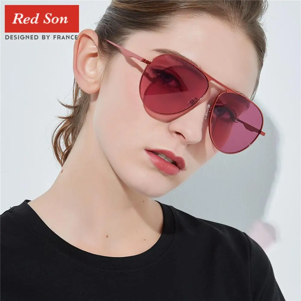 Red Son 2019UV400 Модные женские цветные солнцезащитные очки в большой коробке, женские ретро новые брендовые модные дизайнерские солнцезащитные очки для женщин