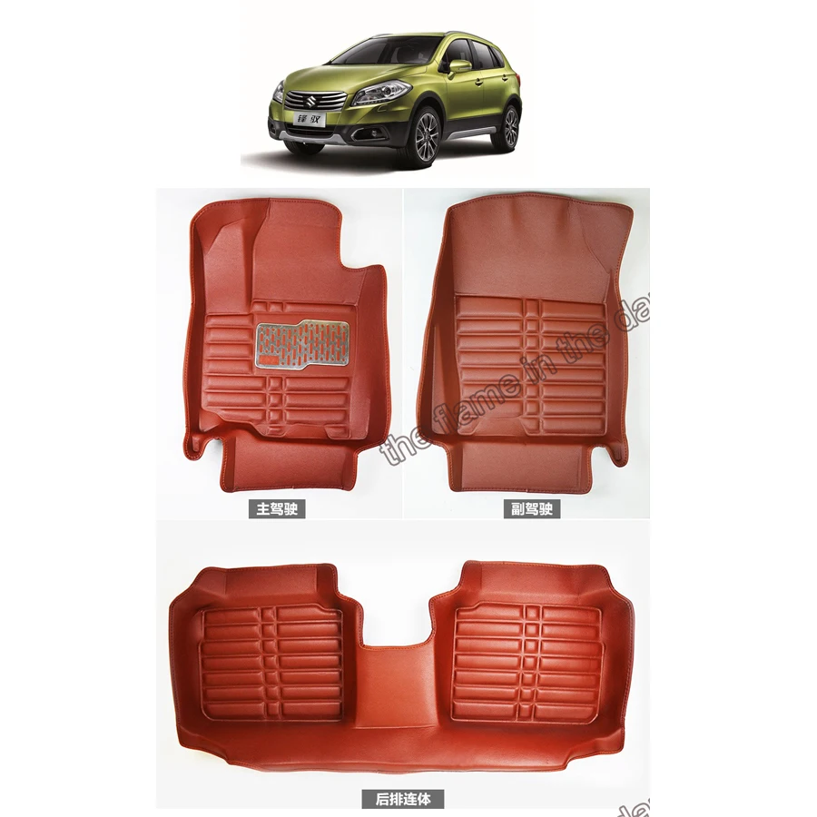 Lsrtw2017 кожаные автомобильные коврики ковер для suzuki s-cross аксессуары sx4 внутренний стиль наклейки liana