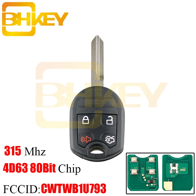 BHKEY 3/4 кнопки дистанционного без ключа ключ для автомобиля для Ford Edge Escape экспедиции проводник с 4D63 чип 80 бит CWTWB1U793 315 МГц