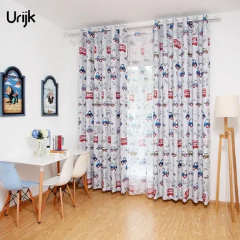 

1PC Window Tulle Curtains For Children Cartoon Cars Pattern Colorful Bedroom Curtains Printed Sheer Translucidus Curtains