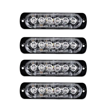 

4Pcs 6Led Car Truck Emergency Beacon Light Rectangular Warning Hazard Light