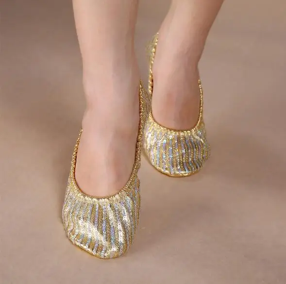 

2020 Cheap Wholesale women belly dance shoes lady belly dance accessories for dancer shoes on the stage belly dance sequins shoe