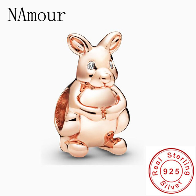 Original Kangaroo freehand heart key lock Bead fit Pandora charms silver 925 Bracelet for women fashion jewelry rose gold