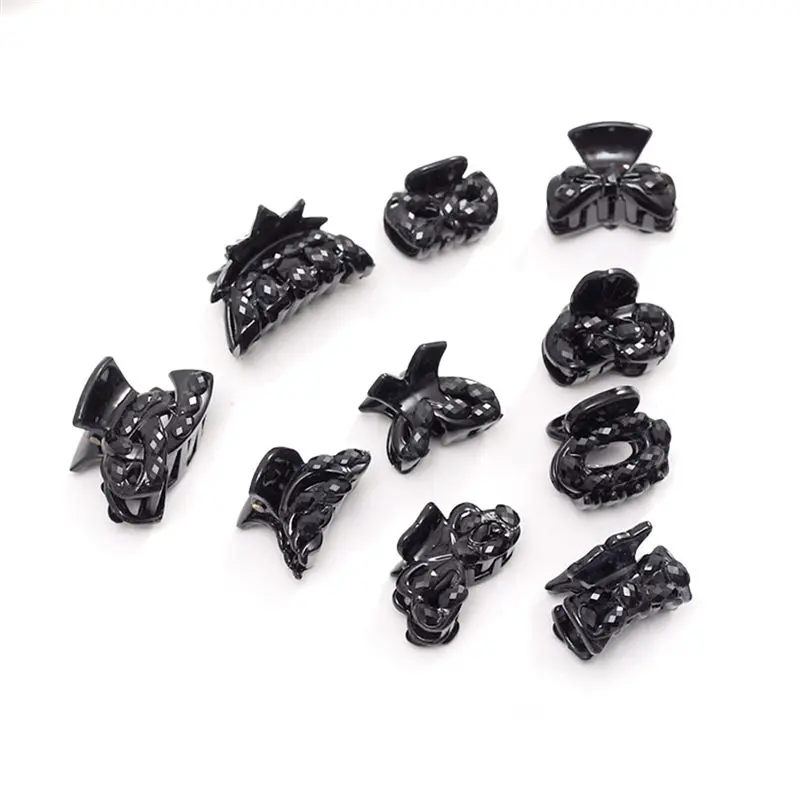 10pcs Women Hair Clip Small Size Plastic Hairpins Women Hair Crab Hair Claws Women Make UP Washing Tool Hair Accessories Black
