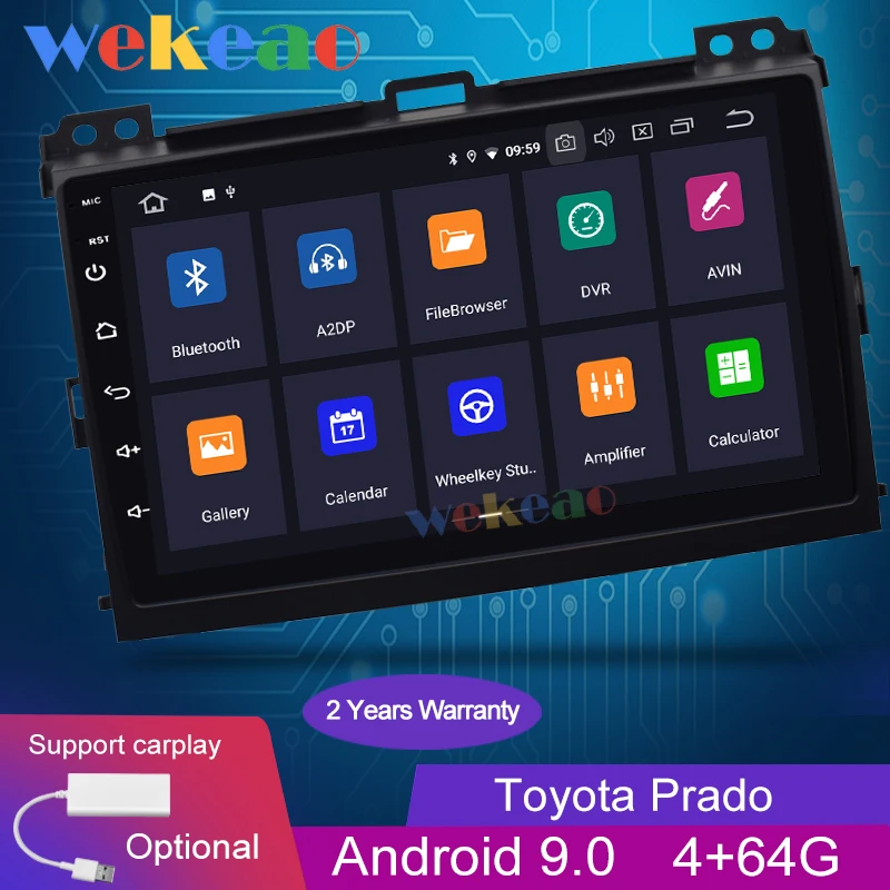 Wekeao сенсорный экран 9 'ɺndroid 0 автомобильный радиоприемник для Toyota Prado Android