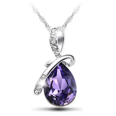 Hot Sell Top Class Fashion Heart Power Necklaces Crystal Jewelry New Girls Women Jewelry - Окраска металла: J