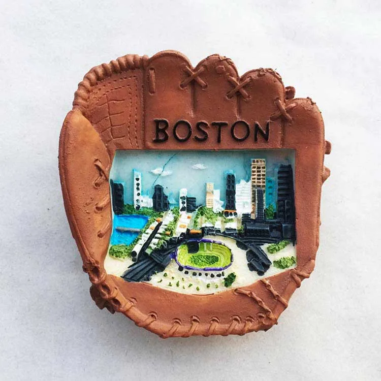 

USA Fridge Magnet Boston Tourist Souvenirs 3d Baseball Gloves Magnetic Refrigerator Stickers Collection Gifts Home Decoration