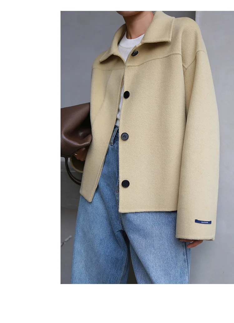 Mulan Autumn And Winter New Style Double-faced Woolen Goods Cashmere Wool Coat Short-height Wool Overcoat Short 6732
