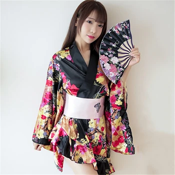 

Kimono Dress Girl Floral Tunic Japanese Style Vintage Party Haori Women Sexy Traditional Japan Satin Pajamas Gesia Costume Gown