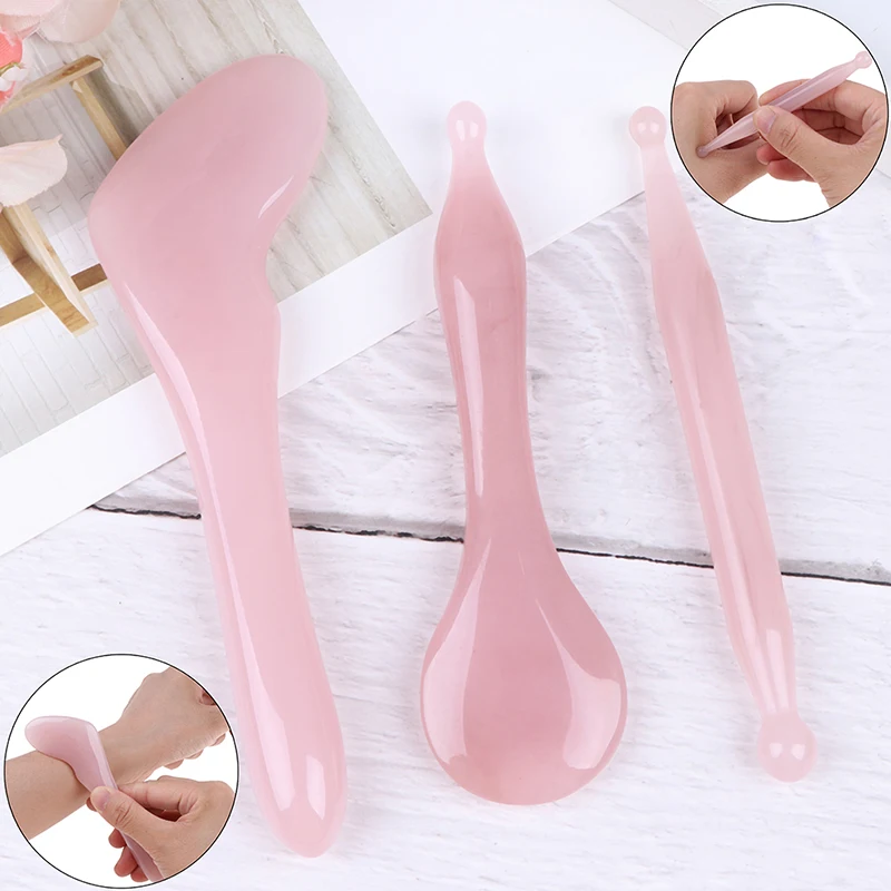 3 шт. розовый камень смолы Gua Sha доска скребок китайская медицина тела массаж лица
