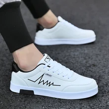 Мужская обувь; белая обувь для скейтбординга; сезон весна-осень; повседневная кожаная мужская обувь на плоской подошве; белые мужские кроссовки на шнуровке; Tenis Masculino