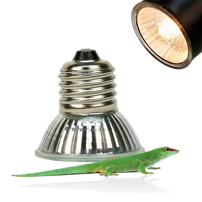 Lámpara para reptiles, Bombilla de calor para mascotas, bombillas de luz ultravioleta, anfibios, lagartos, controlador de temperatura, 25/50/75W UVA + UVB 3,0