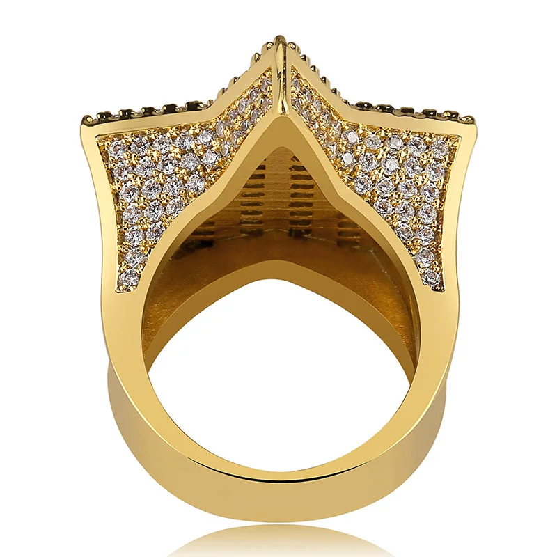 Хип-хоп, в полоску, AAA, кубический цирконий, проложили, Bling Iced Out Star CZ, кольца для мужчин и женщин, рэппер, ювелирные изделия, золото, серебро, Размер 7-11