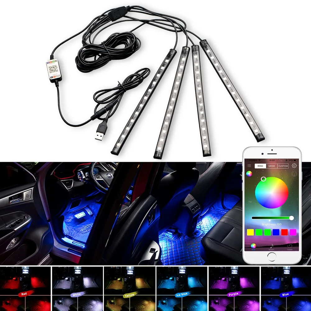 

APP Control Car Interior Atmosphere LED Light USB for Kia Ceed Rio 3 Forte Sportage Optima Soul Hyundai Santa fe Solaris Tucson