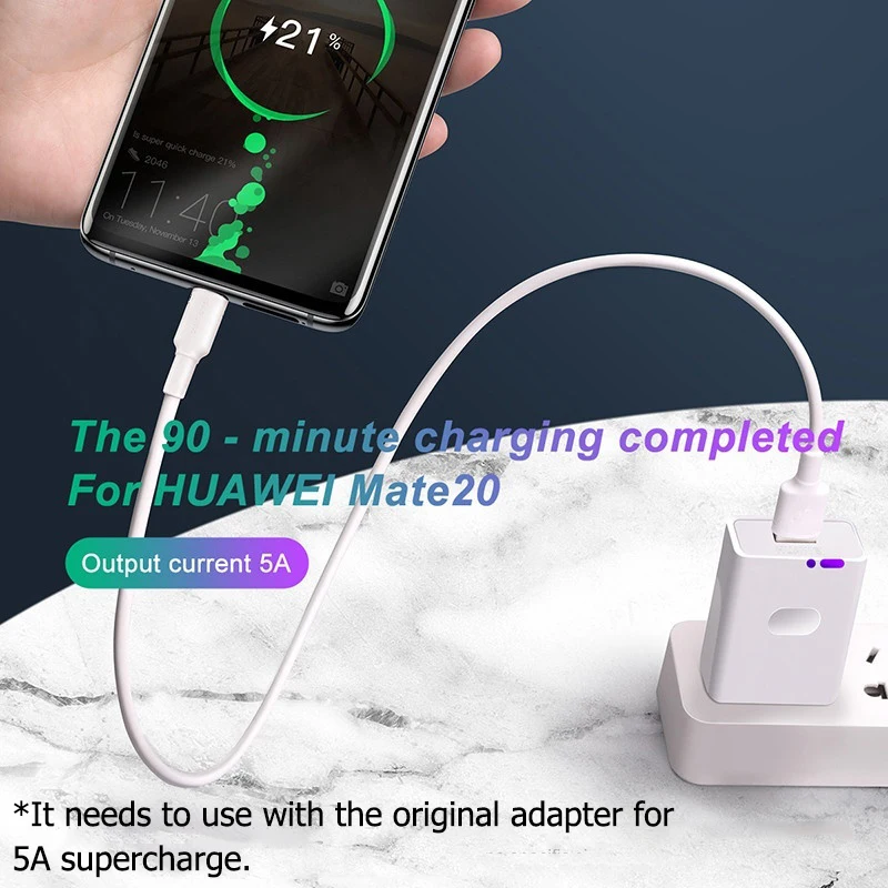 Кабель Supercharge TypeC для Huawei P30 Mate30 Mate20 Pro 5A USB C Sarj Samsung Note 10 9 8 S10 S9 Plus ленточный кабель