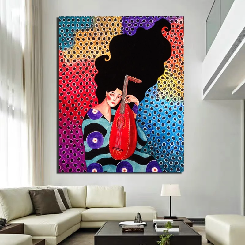 

Poster Vintage Music Girl Cuadros Wallpaper HD Canvas Painting Print Living Room Home Decor Modern Wall Art Oil Painting Posters