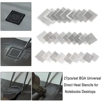 

Universal 27pcs/set BGA Direct Heat Stencils 0.25-1mm for Notebooks XBOX Desktops Directly Heated BGA Reballing Stencils Kit