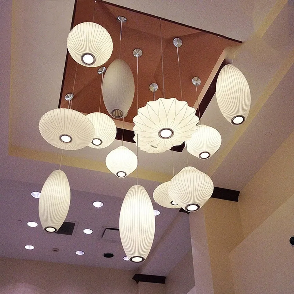 Eindeloos Polair Denemarken Simple lantern pendant light White silk lamp design Room Clothing Shop  Tatami Japanese Paper Chandelier