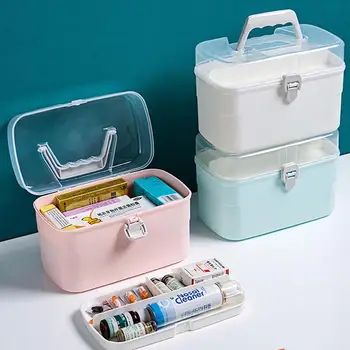 

Portable Double-layer Medicine Box Family Large-capacity First-aid Box Medicine Pill Storage Box