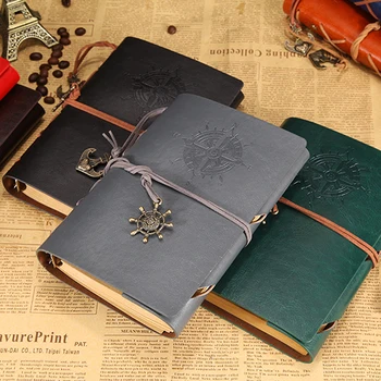 RuiZe leather spiral notebook diary nautical journal travelers notebook A5 A6 A7 blank pages kraft paper note book with case 1