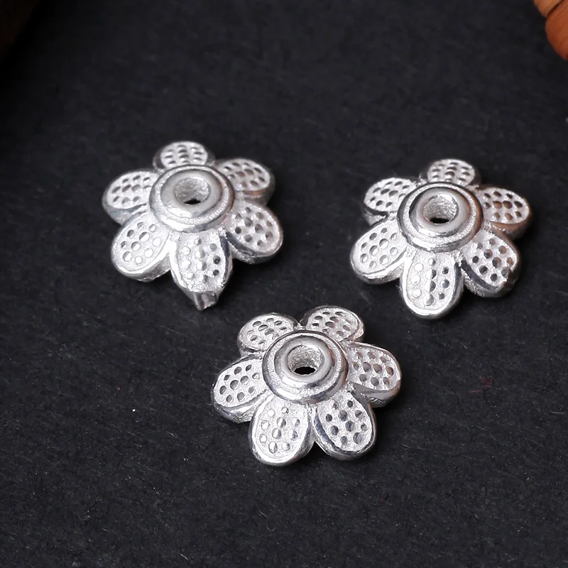 1Pc 925 Sterling Silver Hollow Bead Caps Flower Spot For Necklace Bracelet Connector DIY Jewelry Makings 925155 | Украшения и