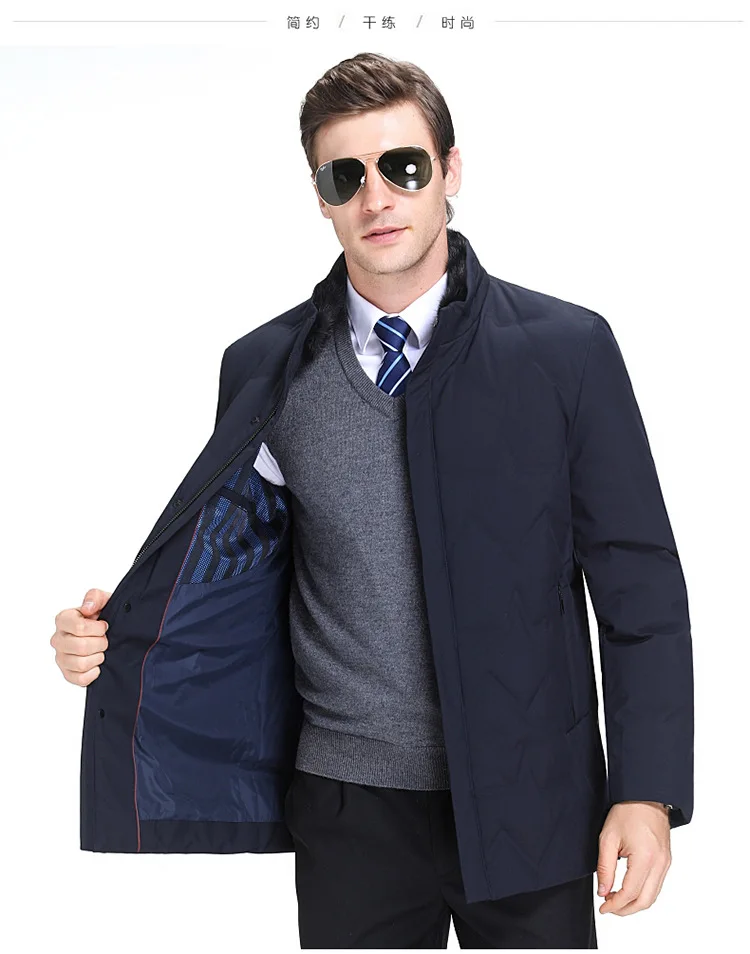 Одежда высшего класса для мужчин среднего возраста, одежда Daddy, стиль, мужской толстый пуховик со стоячим воротником, теплое пальто для мужчин