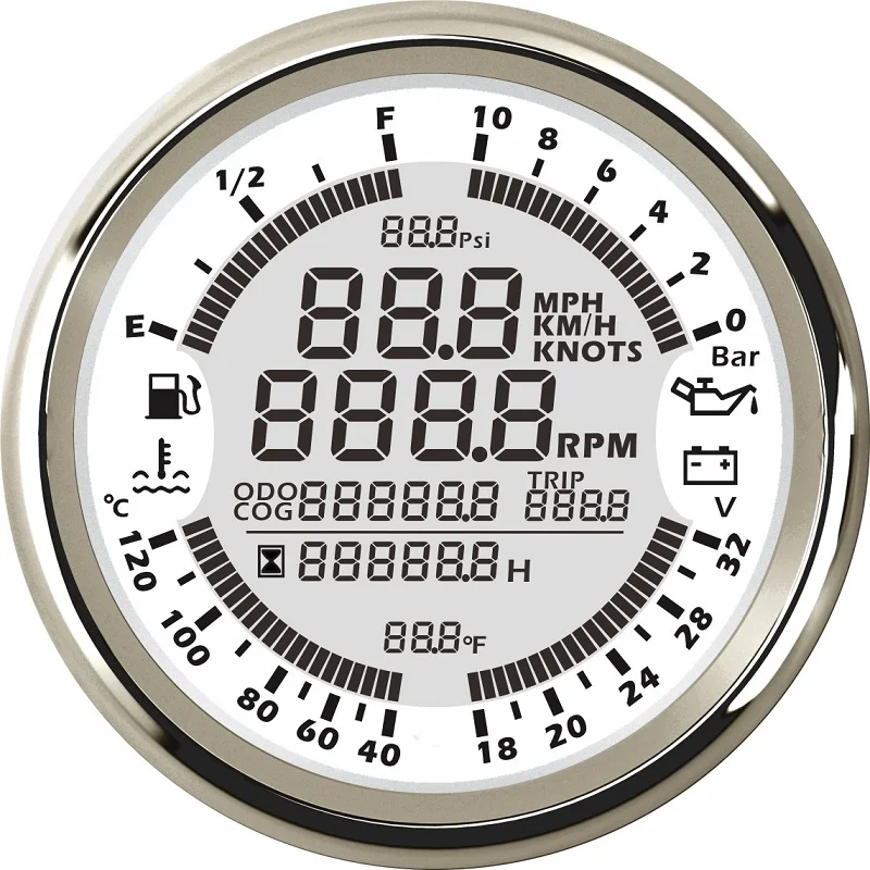 6 в 1 Многофункциональный Калибр метр Автомобильная лодка 85 мм gps скорость метр Грузовик Лодка цифровой ЖК-дисплей датчик скорости Тахометр 0-10Bar - Цвет: 24V-WS