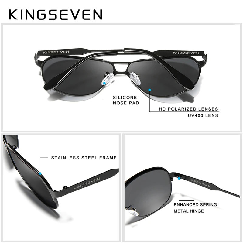 KINGSEVEN дизайн Пилот солнцезащитные очки мужские винтажные Поляризованные солнцезащитные очки Аксессуары мужские солнцезащитные очки для мужчин на заказ