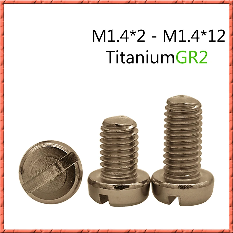 50 шт. чистый титан M1.4 * L GR2 круглая головка цилиндрическая с прорезями Маленький Винт антикоррозионная