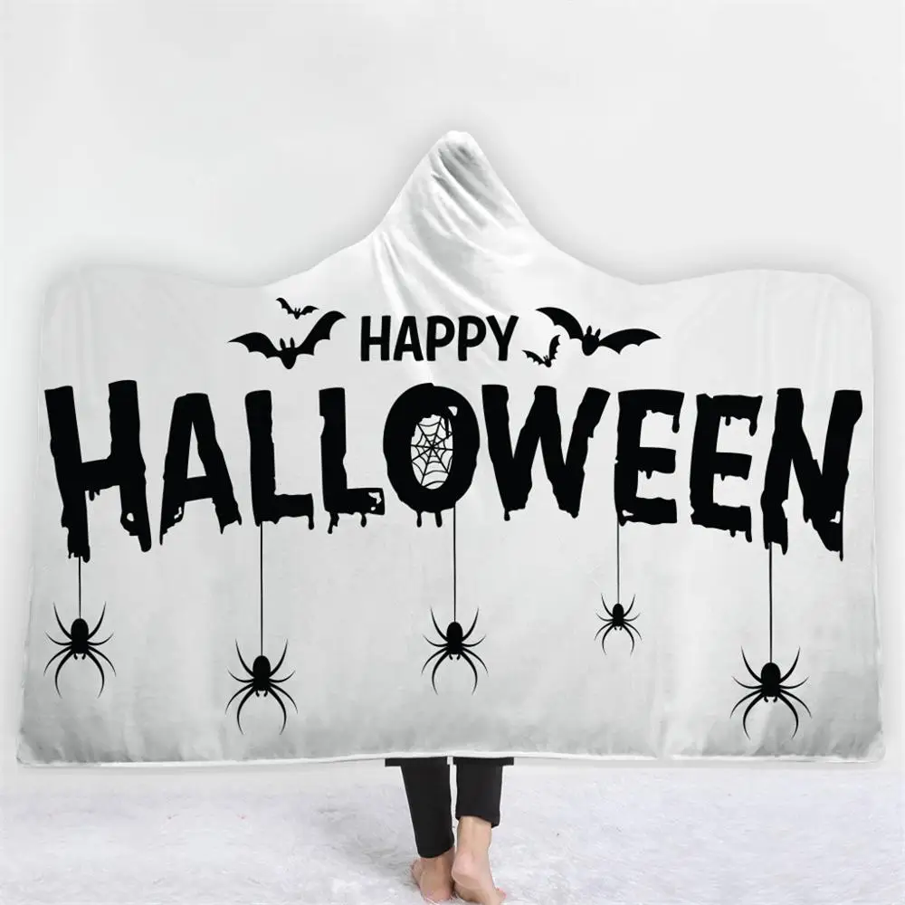 

Blanket Halloween Digital Print Hooded Blanket for Adult Halloween Wearable Blanket Bedding Cloak Thick Double Layer Cobertor H4