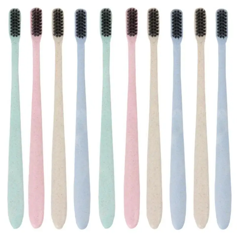 10 шт портативная Экологичная мягкая бамбуковая зубная щетка из древесного угля для взрослых, для ротовой полости уход высокая плотность бамбуковая зубная щетка из древесного угля
