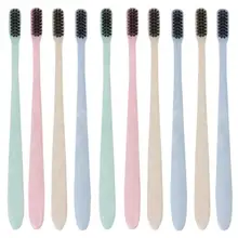 10 шт портативная Экологичная мягкая бамбуковая зубная щетка из древесного угля для взрослых, для ротовой полости уход высокая плотность бамбуковая зубная щетка из древесного угля