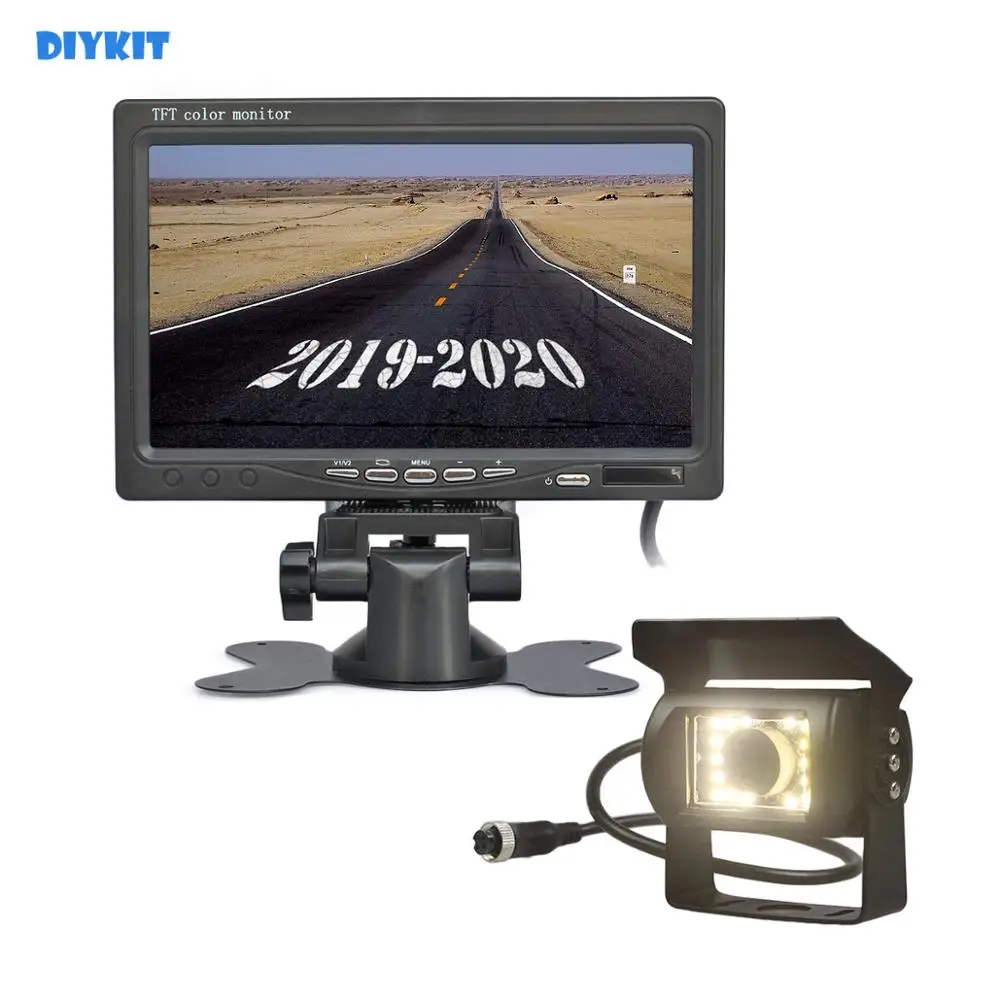 DIYKIT DC 12 V-24 V 4-контактный разъем 7 дюймов TFT ЖК-дисплей автомобильный монитор заднего вида+ светодиодный Ночное видение камера заднего вида CCD для автобус