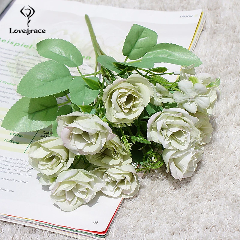 green Lovegrace букет невесты свадебный цветок букет цветов розовый голубой розы DIY Букет Свадебные Вечерние Декорации для дома - Цвет: green