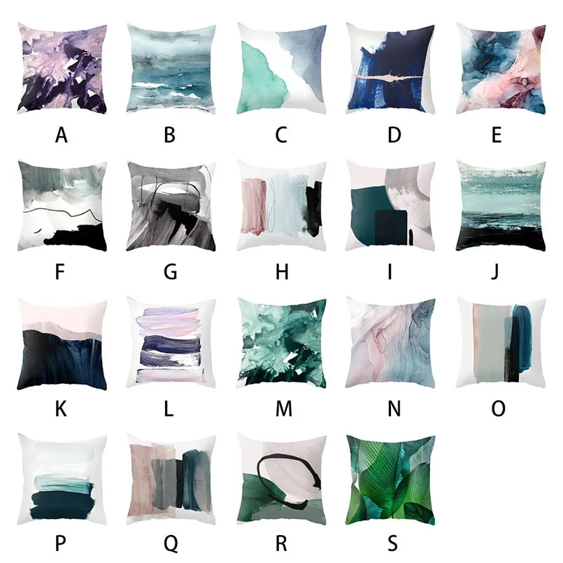 Oil painting hug pillowcase abstract geometric oil painting series ultra-short pillowcase breathable soft pillow naruto 30S17 (21)