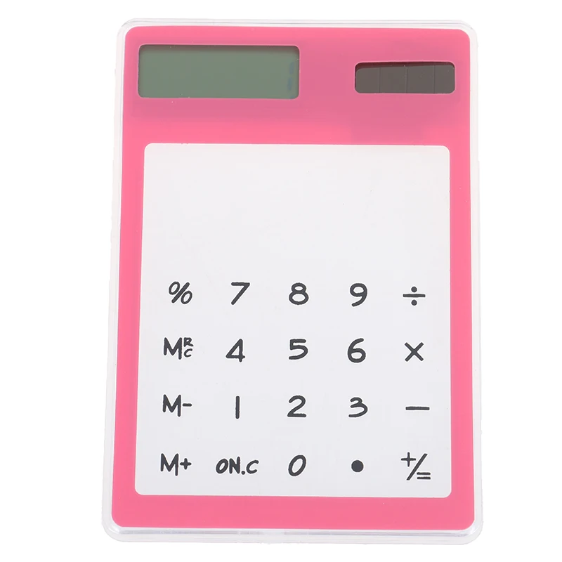 8 Digit Touch Screen Ultra slim Transparent Solar Stationery Clear Scientific Calculator use for Student School Office - Цвет: Розовый