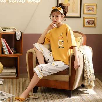 

Summer Women Pajamas Short Sleeve Cotton Sleepwear Women Pajamas Sets Casual Homewear Female Nightwear Short Set Pyjamas