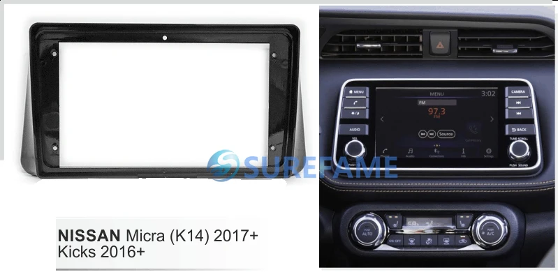 9inch Car Fascia Radio Panel for NISSAN Micra(K14)+; Kicks+ Dash Kit Facia Console Bezel Adapter Install Cover Trim