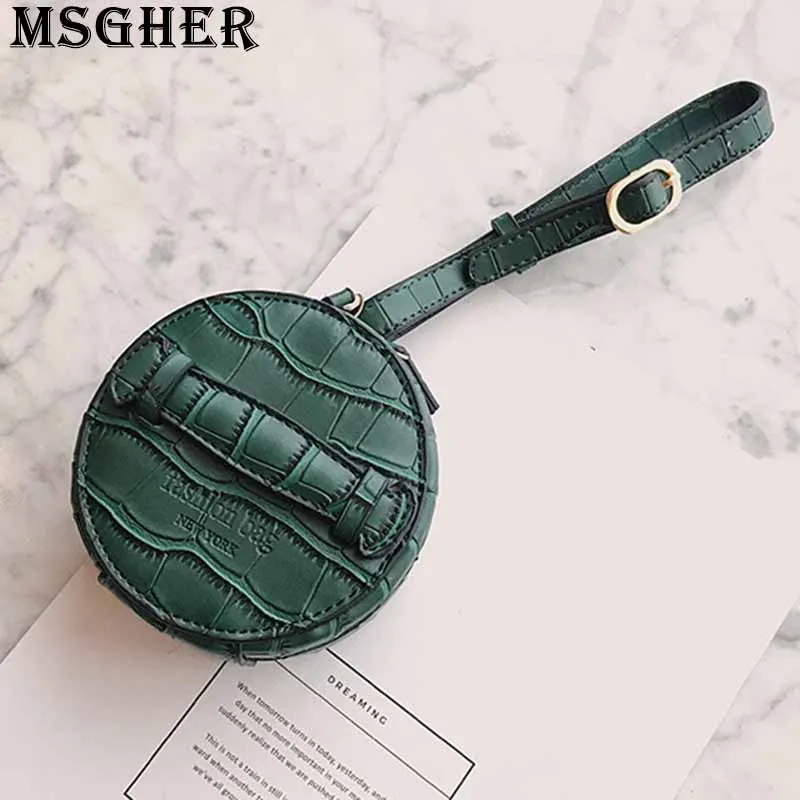 

MSGHER Stone Grain Circular Women Bag Summer Mini Personality New Style 2019 Kuncklebox Handbag Fashion Purse Female Bag WB2878