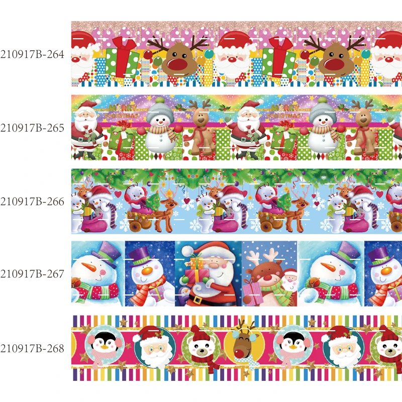 

Grosgrain ribbon printed santa and snowman cartoon tape (50 yards/lot)