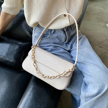 

2020 New Fashion Vintage purple Alligator Baguette Shape Bag Luxury Leather Handbag Shoulder Bag Womens Messenger Crossbody Bags