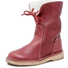 Зимние сапоги на шнуровке, с отворотами, Утепленные зимние сапоги, удобная теплая однотонная кожаная обувь для путешествий, обувь на Плоском Каблуке