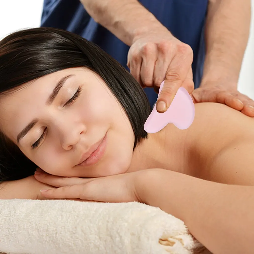 1 PC Resin Heart-shaped Massage Scraping Board Artificial Rose Gua Sha Board Face Neck Body Massager Guasha Plate